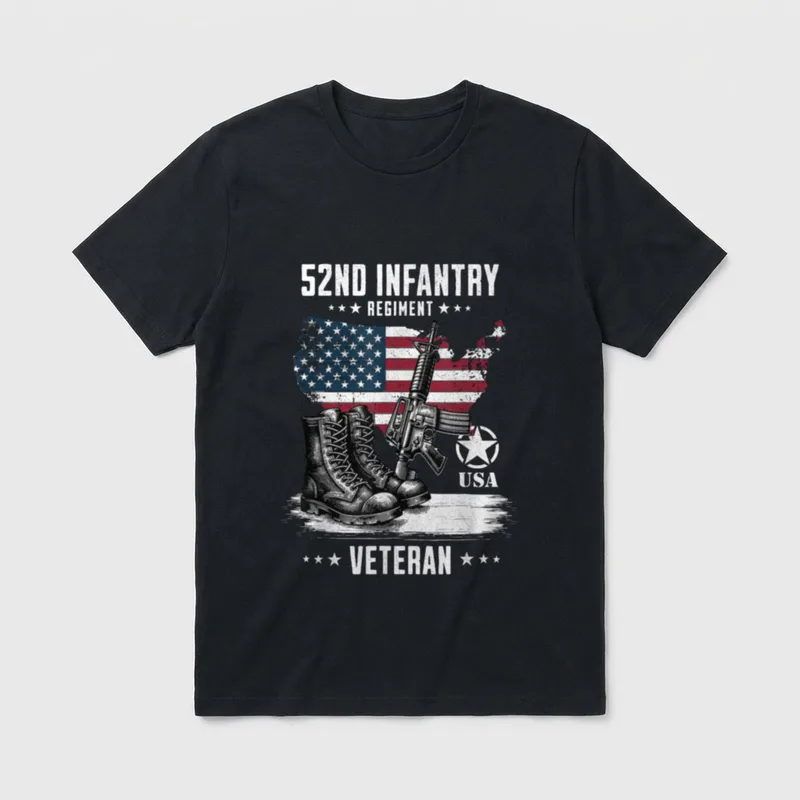 52nd Infantry Regiment Veteran Military Distressed T-Shirt – Classic T-Shirt in Black