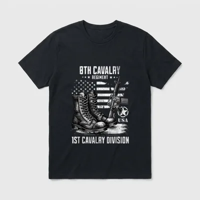 Cavalry Regiment 1st Division Military Veteran T-Shirt – Classic T-Shirt in Black
