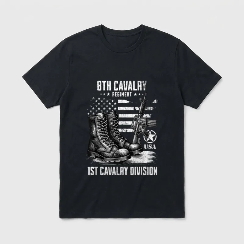 Cavalry Regiment 1st Division Military Veteran T-Shirt – Classic T-Shirt in Black