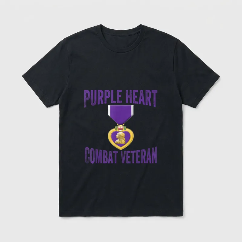 Purple Heart Combat Veteran T-Shirt – Classic T-Shirt in Black