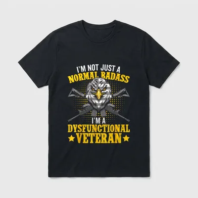 Dysfunctional Veteran Disgruntled Salty T-Shirt – Classic T-Shirt in Black