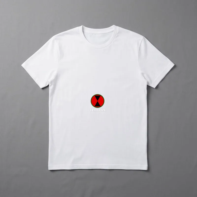 7th ID Veteran Black T-Shirt – Red circle black X patch with VETERAN text below – Classic T-Shirt in Black