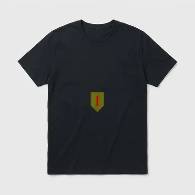 1st Infantry Division Veteran Big Red T-Shirt – Red number 1 on olive green shield patch – Classic T-Shirt in Black