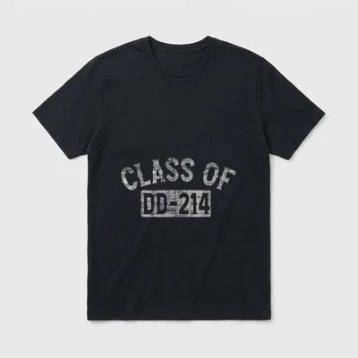 Military Veteran DD-214 T-Shirt – "Class of DD-214" in distressed capital letters – Classic T-Shirt in Black