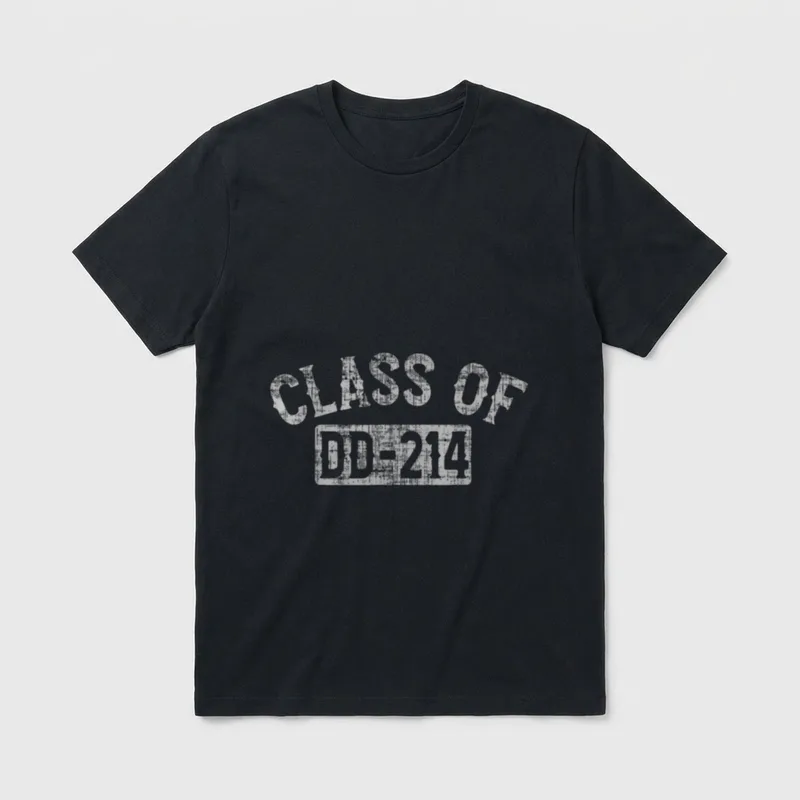 Military Veteran DD-214 T-Shirt – "Class of DD-214" in distressed capital letters – Classic T-Shirt in Black