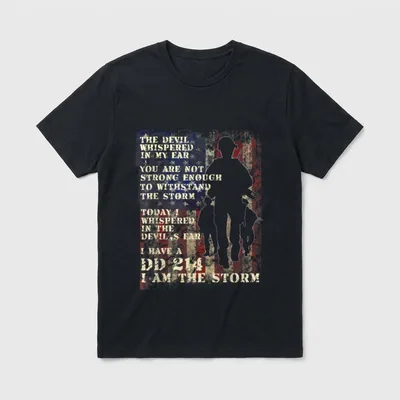 Veteran DD-214 Alumni T-Shirt – Military service text with DD-214 reference and soldier silhouette – Classic T-Shirt in Black