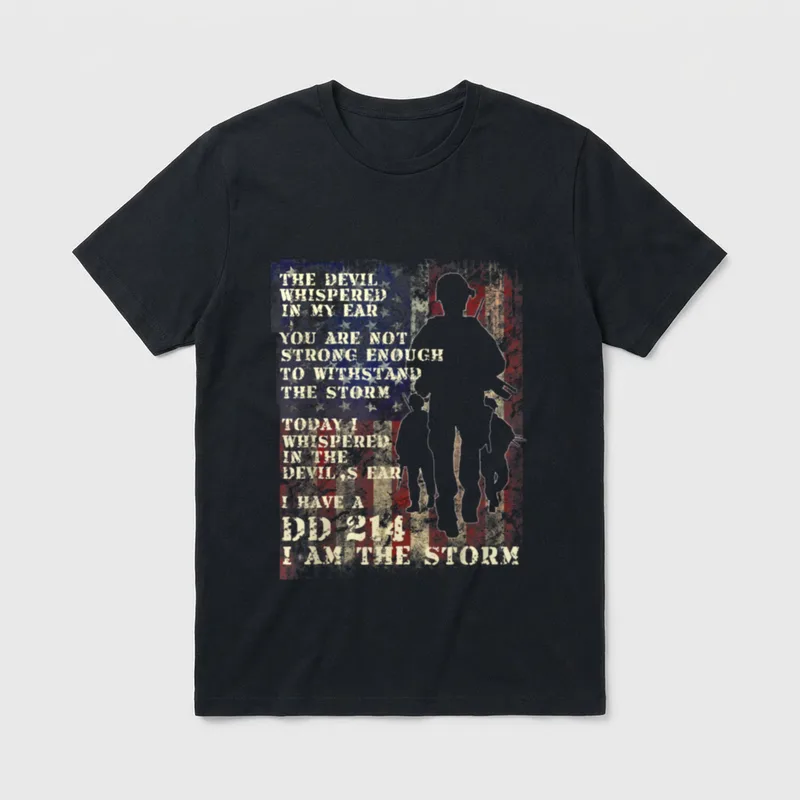 Veteran DD-214 Alumni T-Shirt – Military service text with DD-214 reference and soldier silhouette – Classic T-Shirt in Black