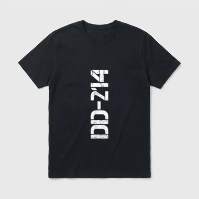 Honorable Discharge Gift T-Shirt – DD214 in large distressed white letters – Classic T-Shirt in Black