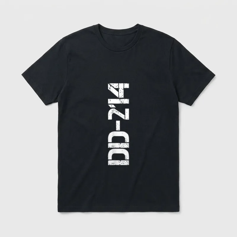Honorable Discharge Gift T-Shirt – DD214 in large distressed white letters – Classic T-Shirt in Black
