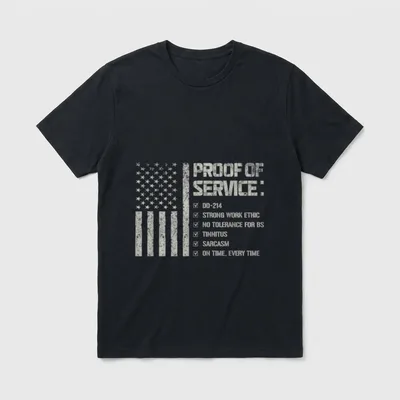 Military Service DD-214 T-Shirt – Proof of Service with DD-214 and veteran checklist – Classic T-Shirt in Black