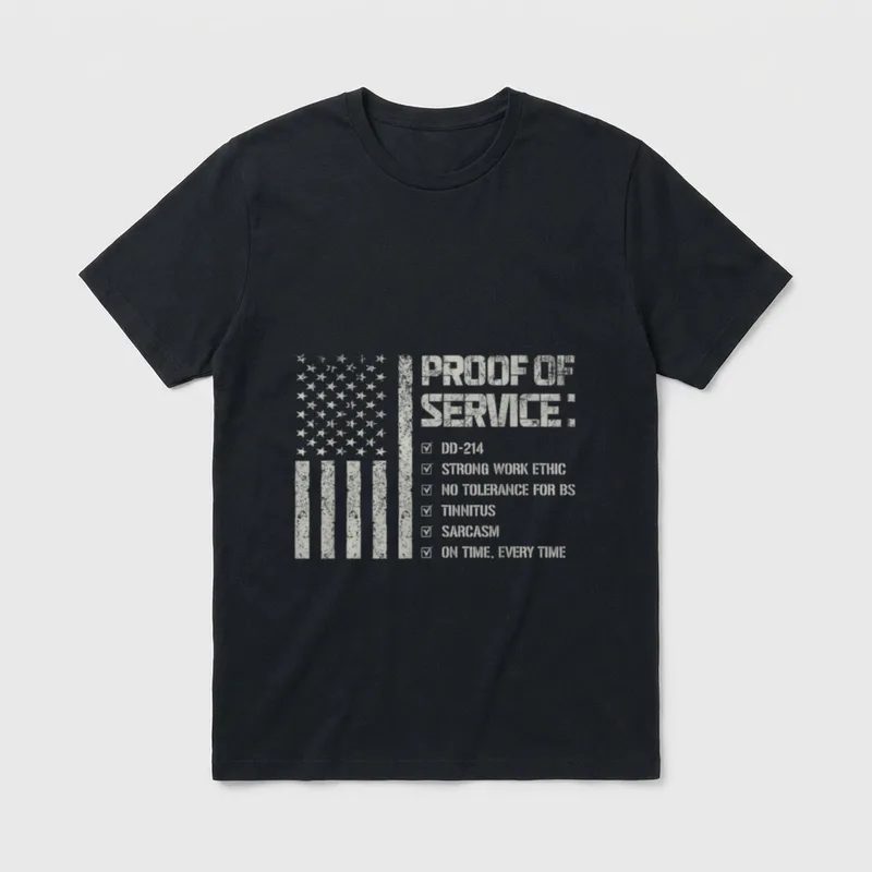 Military Service DD-214 T-Shirt – Proof of Service with DD-214 and veteran checklist – Classic T-Shirt in Black
