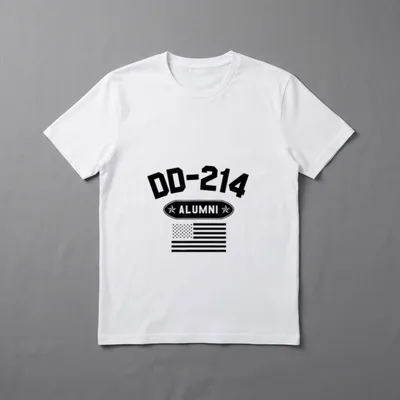 Veteran Pensioner Patriotic T-Shirt – DD-214 ALUMNI text above American flag – Classic T-Shirt in Black