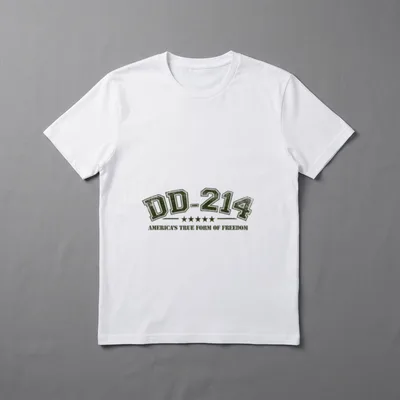 DD-214 Form Of Freedom T-Shirt – DD-214 with five stars and text America's True Form of Freedom – Classic T-Shirt in Black