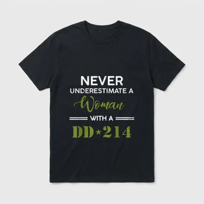 Woman with DD-214 Female Veteran T-Shirt – Classic T-Shirt in Black
