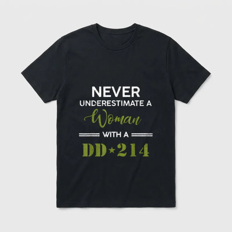 Woman with DD-214 Female Veteran T-Shirt – Classic T-Shirt in Black