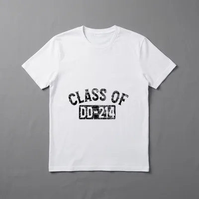DD-214 Class Of Veterans T-Shirt – CLASS OF DD-214 in distressed military-style text – Classic T-Shirt in Black