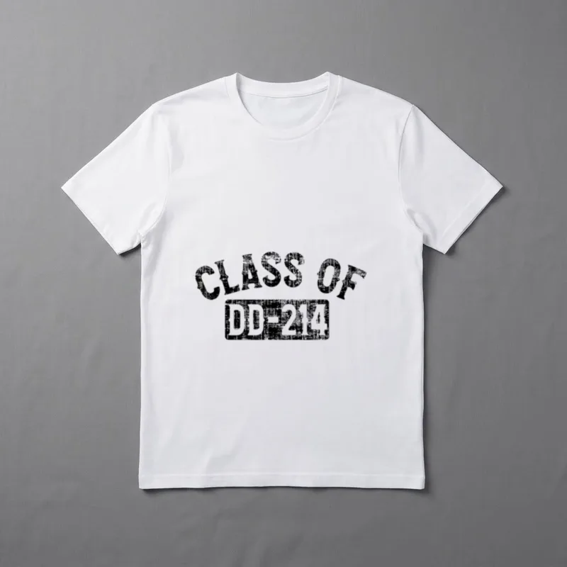 DD-214 Class Of Veterans T-Shirt – CLASS OF DD-214 in distressed military-style text – Classic T-Shirt in Black