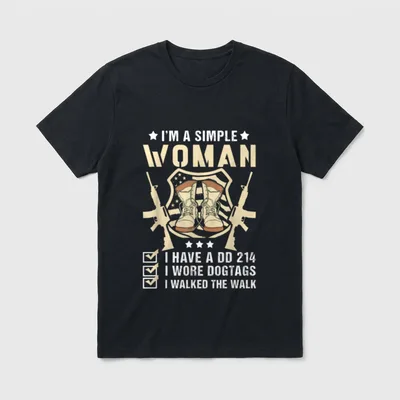 Simple Woman Have DD-214 Veteran USA T-Shirt – Classic T-Shirt in Black
