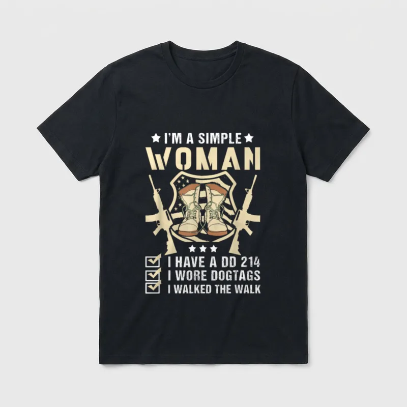 Simple Woman Have DD-214 Veteran USA T-Shirt – Classic T-Shirt in Black