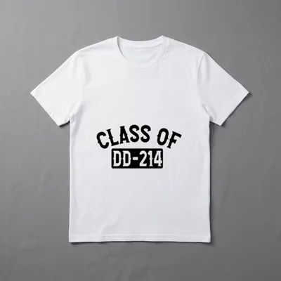 DD-214 for Military Veterans T-Shirt – Class of DD-214 text design in black block letters – Classic T-Shirt in Black