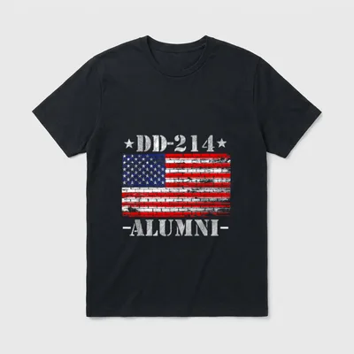 DD-214 Alumni Military Veteran American Flag T-Shirt – Classic T-Shirt in Black