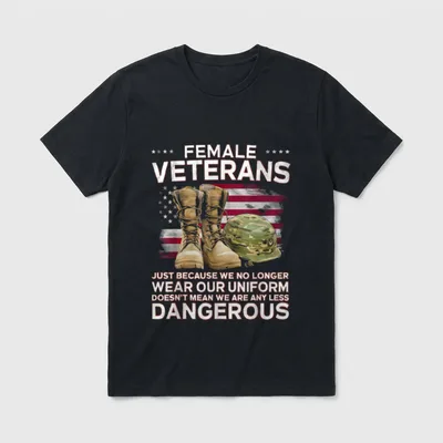 Proud Female Military Veteran T-Shirt – Classic T-Shirt in Black