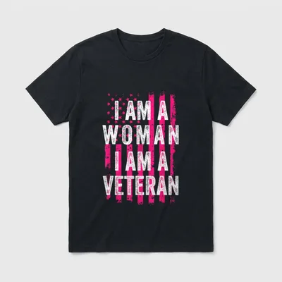 Female Veteran Pink Flag T-Shirt – Classic T-Shirt in Black