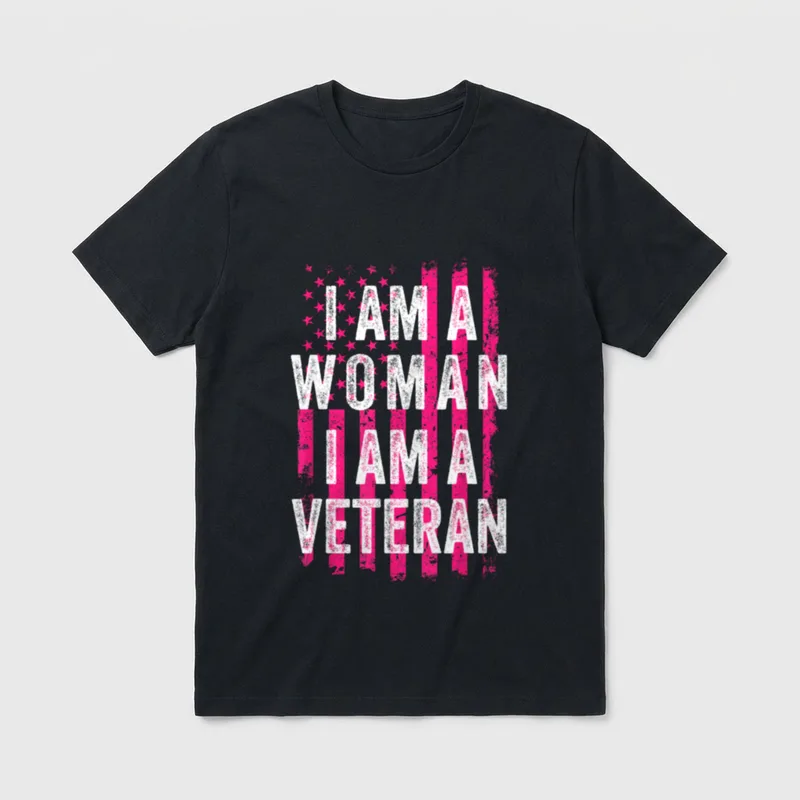 Female Veteran Pink Flag T-Shirt – Classic T-Shirt in Black
