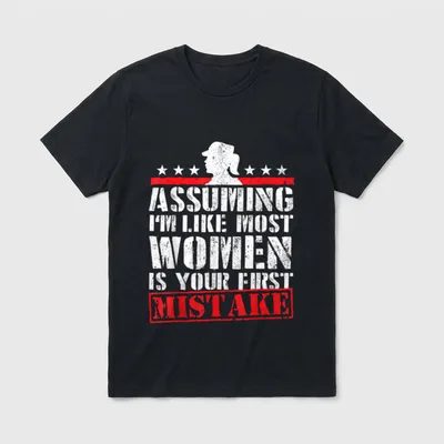 Not Like Most Women T-Shirt – Female silhouette with stars and red banner with text – Classic T-Shirt in Black