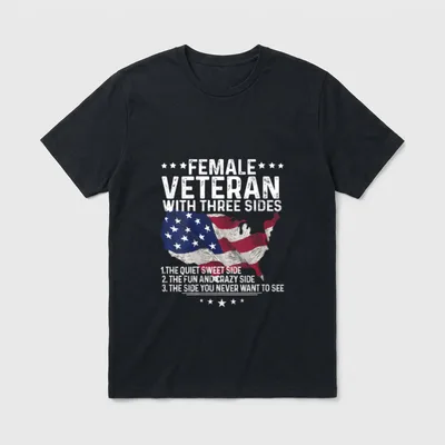 Female Veteran with Three Sides Women T-Shirt – Classic T-Shirt in Black