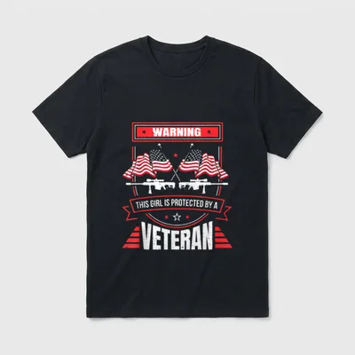 Girl Is Protected by Veteran Vintage T-Shirt – Classic T-Shirt in Black