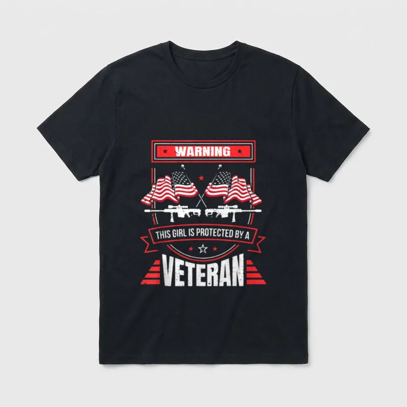 Girl Is Protected by Veteran Vintage T-Shirt – Classic T-Shirt in Black
