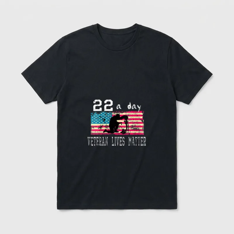 Veteran Lives Matter Suicide Awareness PTSD T-Shirt – Classic T-Shirt in Black