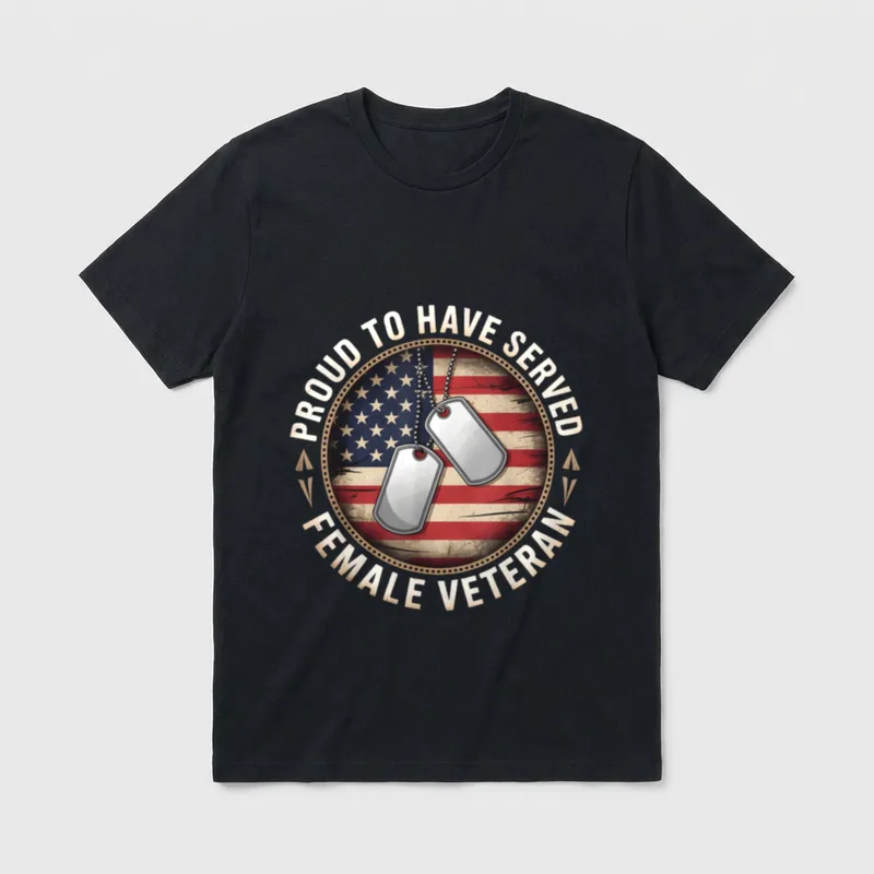 Female Veteran Day T-Shirt – Classic T-Shirt in Black
