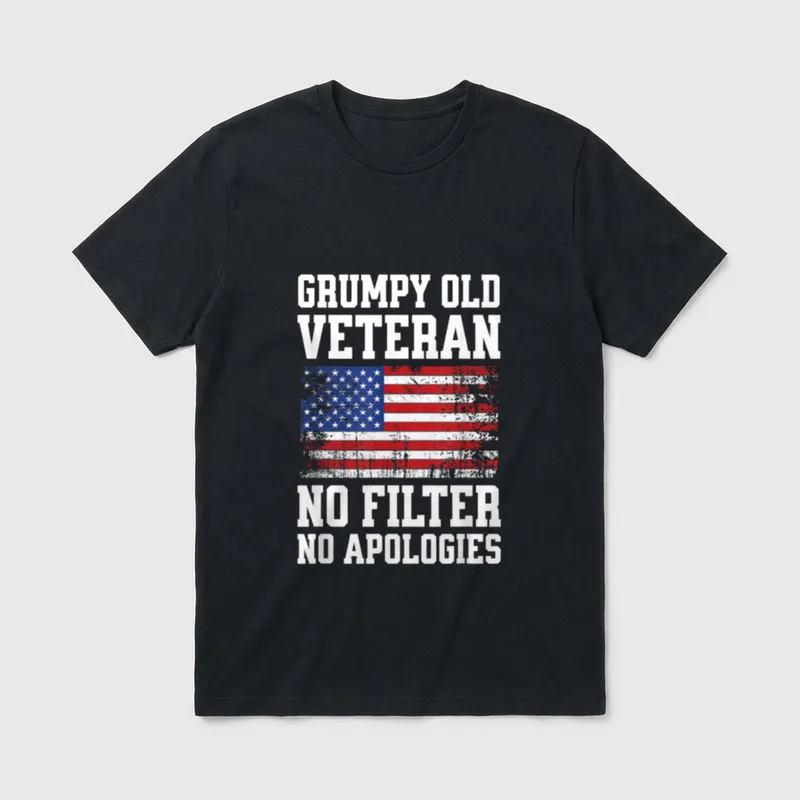 Military Veteran American Flag T-Shirt – Classic T-Shirt in Black