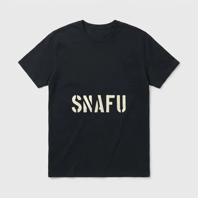 Military Acronym Humor T-Shirt – SNAFU in large cream letters on gray – Classic T-Shirt in Black