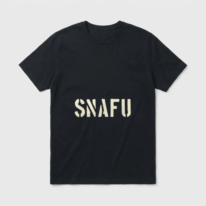 Military Acronym Humor T-Shirt – SNAFU in large cream letters on gray – Classic T-Shirt in Black