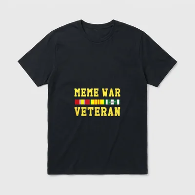 Internet Meme Veteran T-Shirt – MEME WAR VETERAN text with colorful medal ribbons – Classic T-Shirt in Black
