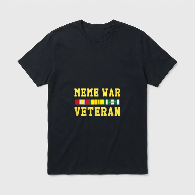 Internet Meme Veteran T-Shirt – MEME WAR VETERAN text with colorful medal ribbons – Classic T-Shirt in Black
