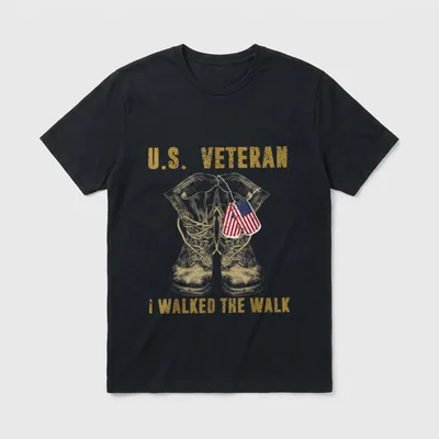 Military Veteran Walked The Walk T-Shirt – Classic T-Shirt in Black