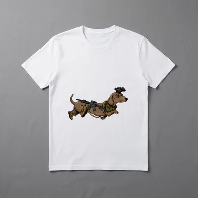 Tactical Dachshund Veteran T-Shirt – Dachshund in tactical military gear with rifle and binoculars – Classic T-Shirt in Black