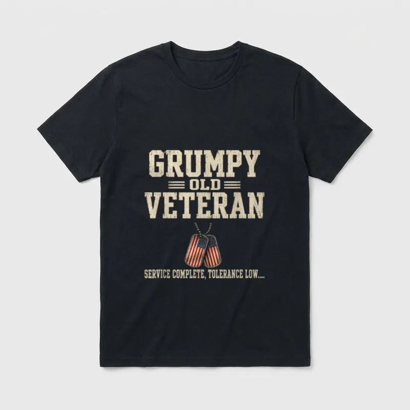 Funny Grumpy Old Veteran T-Shirt – Classic T-Shirt in Black