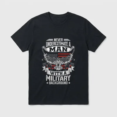Never Underestimate Military Veteran T-Shirt – Classic T-Shirt in Black