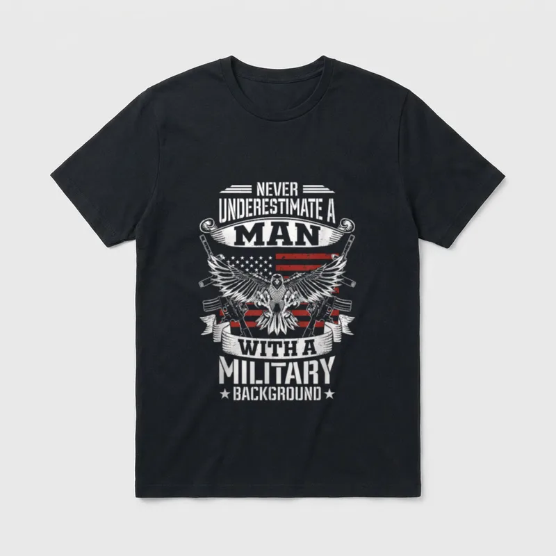 Never Underestimate Military Veteran T-Shirt – Classic T-Shirt in Black