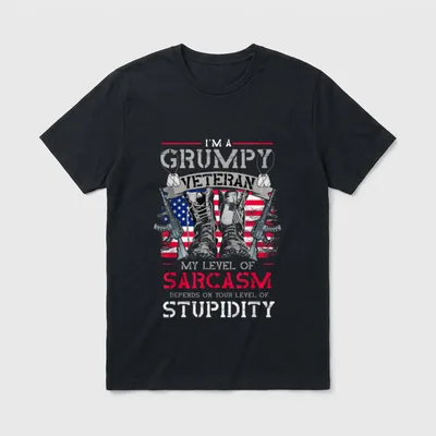 Veteran Sarcasm Humor T-Shirt – Classic T-Shirt in Black