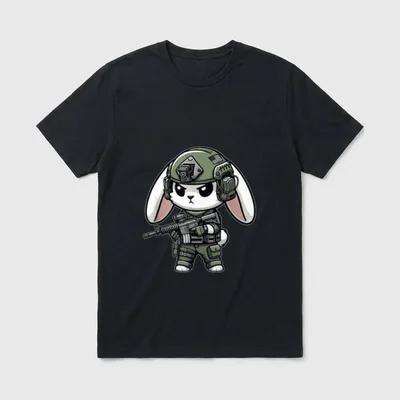 Funny Happy Easter Tactical Rabbit Veteran T-Shirt – Classic T-Shirt in Black