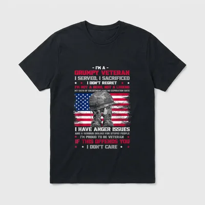I'm Grumpy Veteran If This Offends T-Shirt – Classic T-Shirt in Black