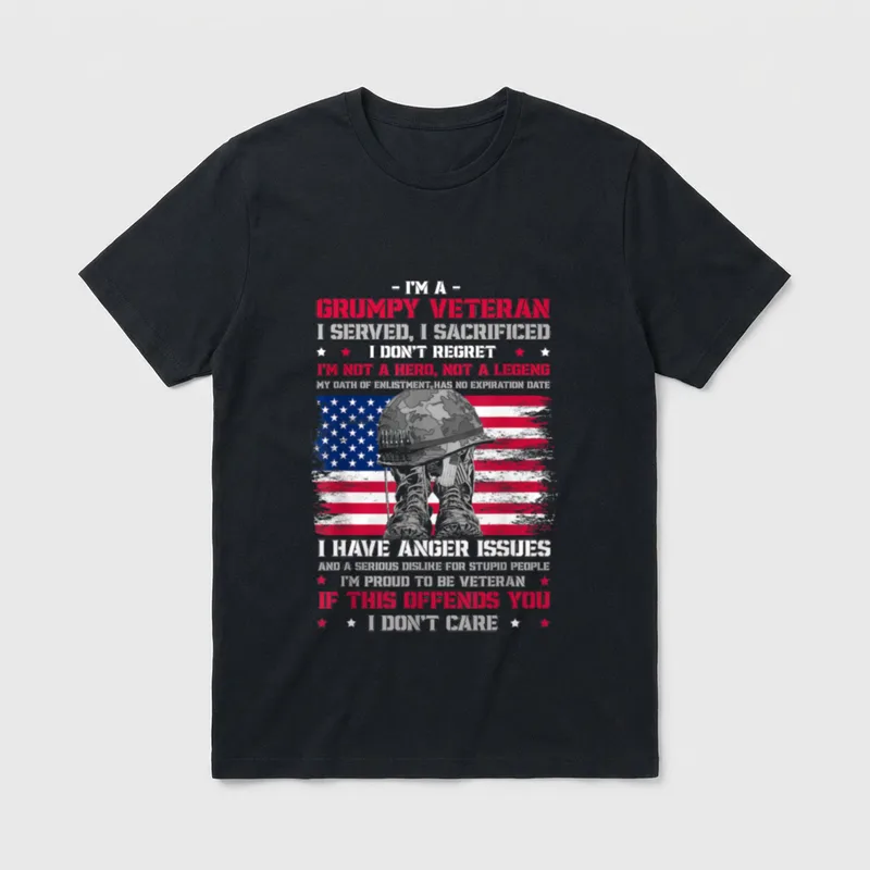 I'm Grumpy Veteran If This Offends T-Shirt – Classic T-Shirt in Black