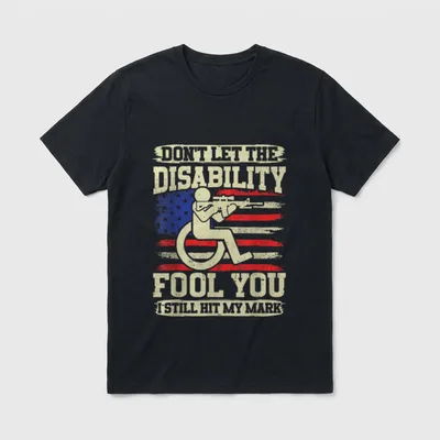Disabled Veteran Us Flag Funny Handicap T-Shirt – Classic T-Shirt in Black