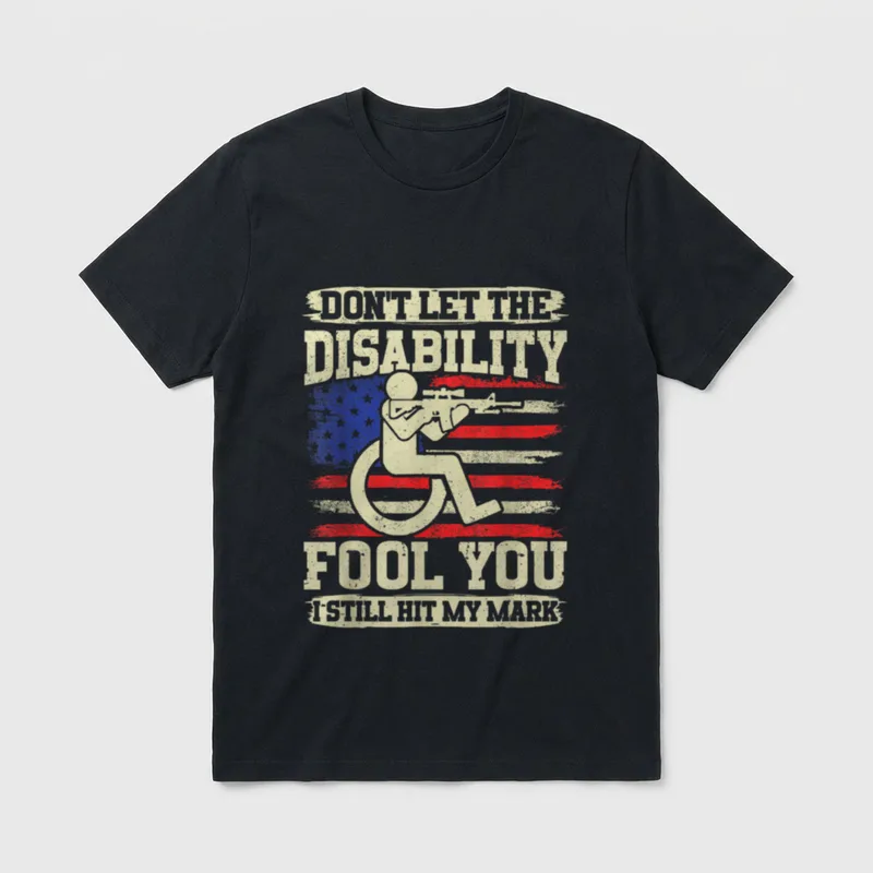 Disabled Veteran Us Flag Funny Handicap T-Shirt – Classic T-Shirt in Black